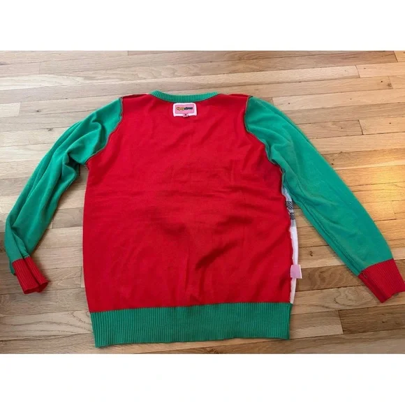 Tipsy Elves Meowy Christmas Adorable Kitten in a Wreath Holiday Pullover Sweater - Picture 4 of 14